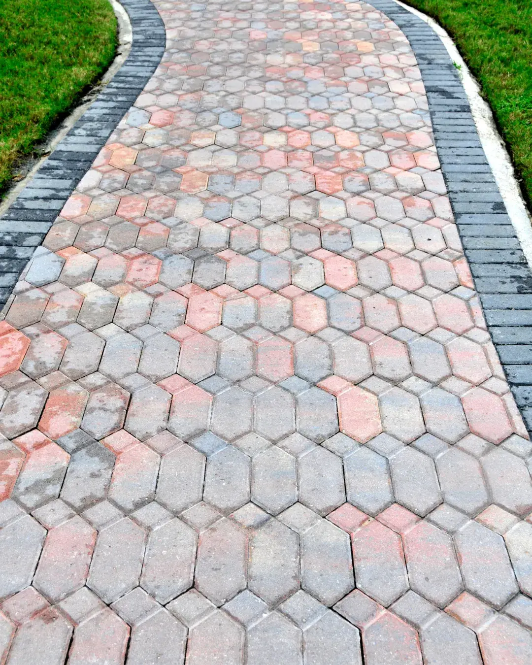 Red brick paver walkway